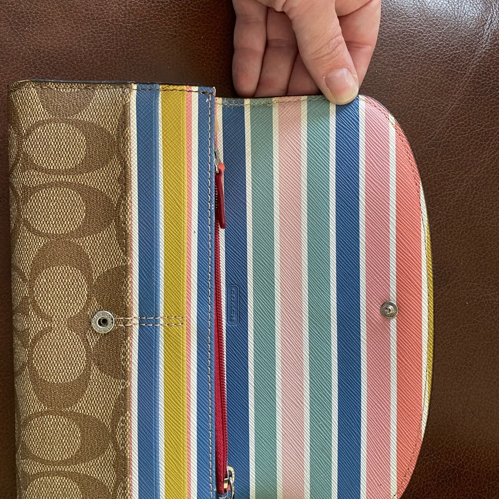 Coach Brown/Tan tote bag with signature canvas and stripe. - Picture 7 of 8